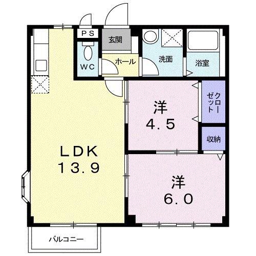プレジデントハイツ近藤(2LDK/2階)の間取り写真