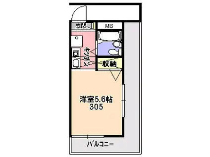 スカイハイム松井(ワンルーム/3階)の間取り写真