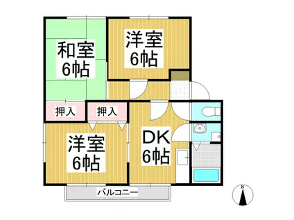 サンビレッジ上松(3DK/2階)の間取り写真