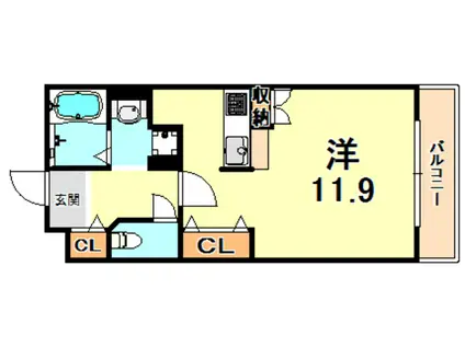 アクロス神戸灘アパートメント(ワンルーム/3階)の間取り写真