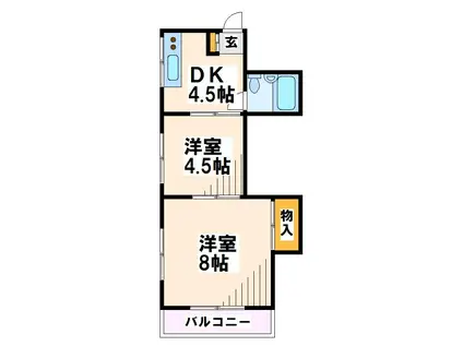 クックハウスIII(2DK/2階)の間取り写真