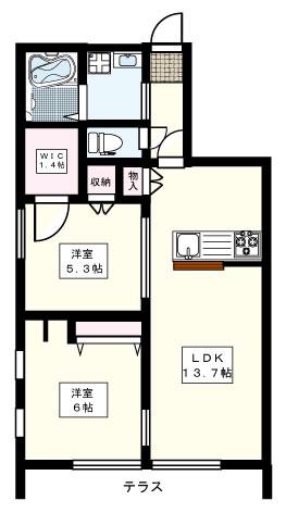 メゾンドシャルマン(2LDK/1階)の間取り写真
