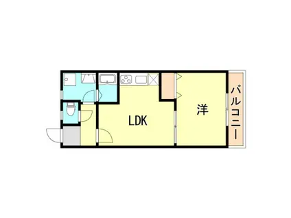 ラムール鷹取(1LDK/2階)の間取り写真