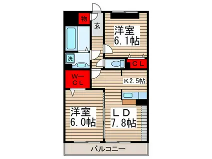 レガロ新宿(2LDK/2階)の間取り写真
