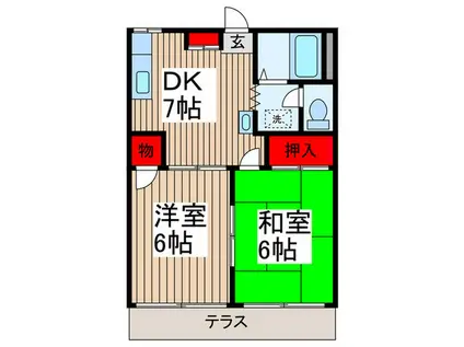 サニーコート(2DK/1階)の間取り写真