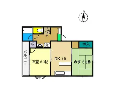 ロイヤルガーデン南宝永町(2DK/2階)の間取り写真