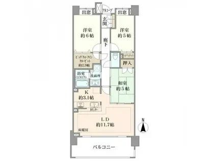 クレストフォルム宮崎台サウステラス(3LDK/4階)の間取り写真