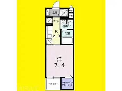 トゥット フェリーチェ 湘南(1K/4階)の間取り写真