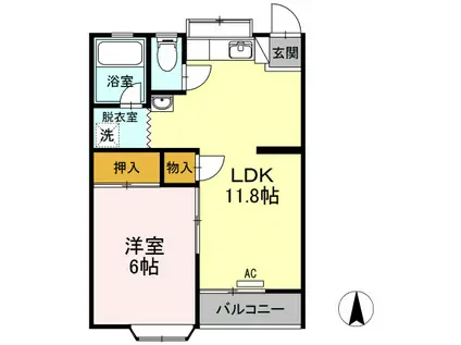 ルミナスI 1号棟(1LDK/2階)の間取り写真