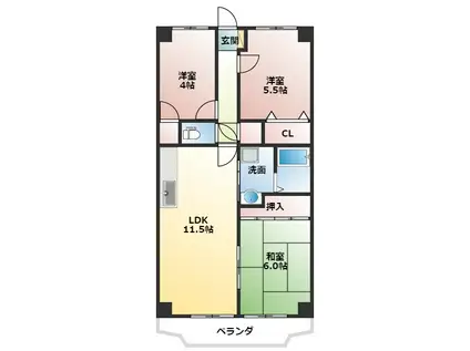 サンブリッジ(3LDK/2階)の間取り写真