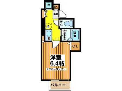パークウェル代田橋(1K/2階)の間取り写真
