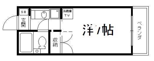 中書島第4ハッコウハイツ(ワンルーム/1階)の間取り写真