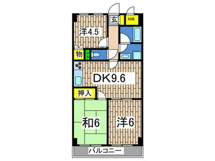 スカイパレス東戸塚(3DK/4階)の間取り写真