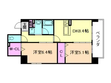 ベルウッド加島V(2DK/6階)の間取り写真