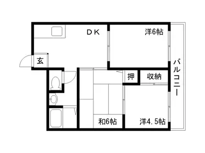 上祇園ハイツ(3DK/1階)の間取り写真