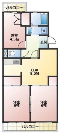 アーバンビレッジ(3DK/3階)の間取り写真