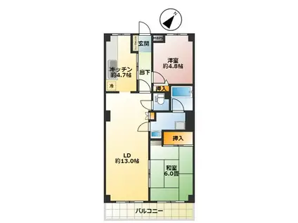 ヴィラコヤス壱番館(2LDK/2階)の間取り写真