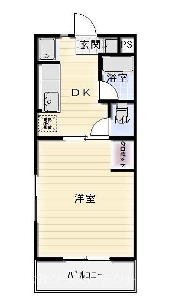 エトワール(1DK/2階)の間取り写真