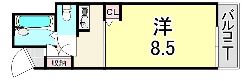シード1(1K/2階)の間取り写真
