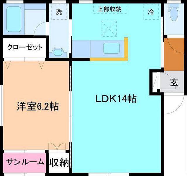 石川県金沢市 2階建 築19年(1LDK/2階)の間取り写真