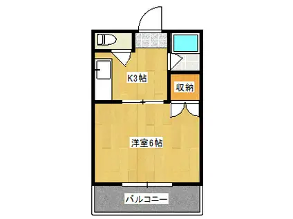 ホワイトキャッスル壱番館(1K/4階)の間取り写真