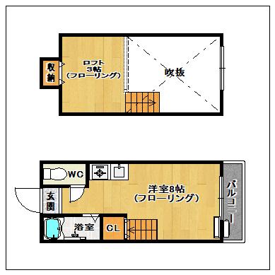 ラセーヌ松香台A(ワンルーム/1階)の間取り写真