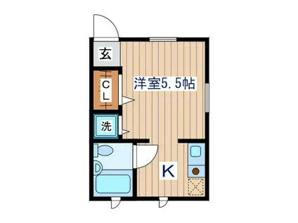 西武新宿線 野方駅 徒歩4分 2階建 築48年(1K/1階)の間取り写真