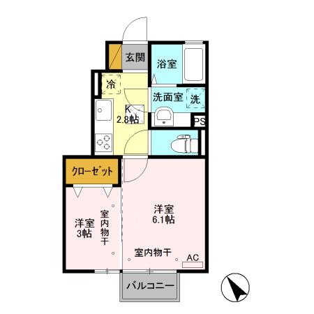 ヴェールクレールA105(2K/1階)の間取り写真