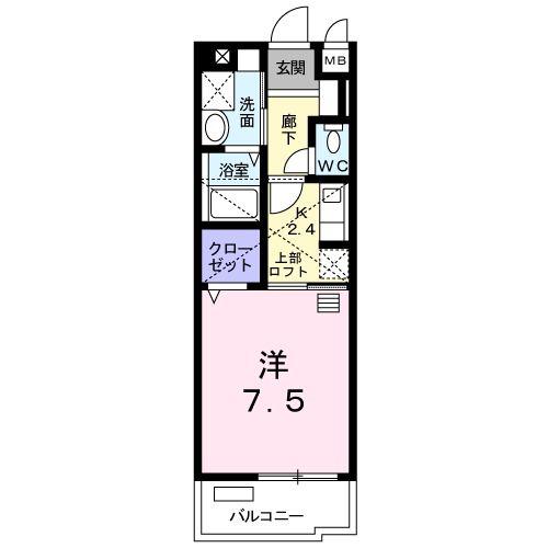 CROSS WAVE 嵐山(1K/3階)の間取り写真