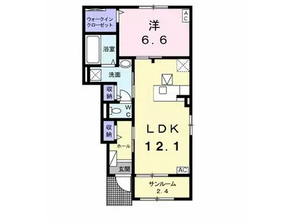 プリマヴェーラ(1LDK/1階)の間取り写真