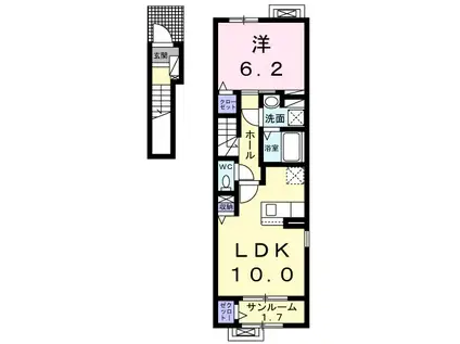 MAISON DE YK III(1LDK/2階)の間取り写真