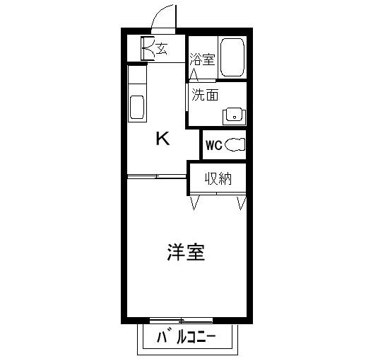 ディアス弐番館(1K/2階)の間取り写真