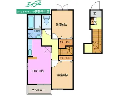 ラルジュ・ジャルダン利平治(2LDK/2階)の間取り写真