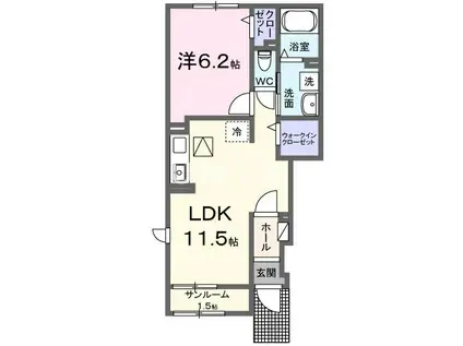 ビオルネ(1LDK/1階)の間取り写真