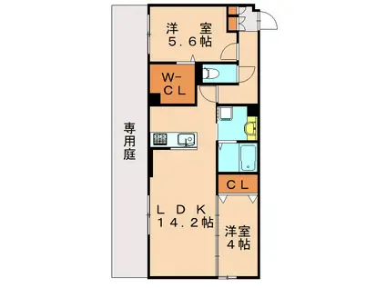 イオメール竹末(2LDK/1階)の間取り写真