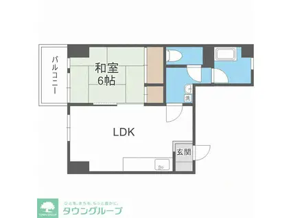 シャトレ南公園(1LDK/2階)の間取り写真