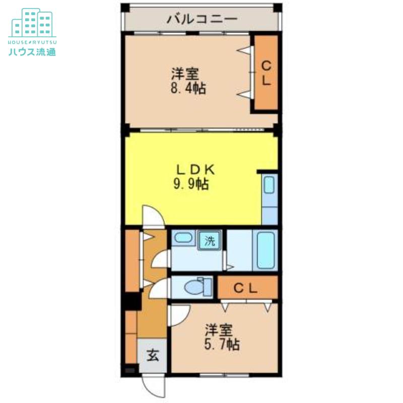 アミティあゆみ野(2DK/1階)の間取り写真