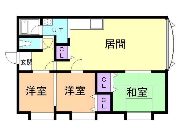 母恋グランドハイツ(3LDK/2階)の間取り写真
