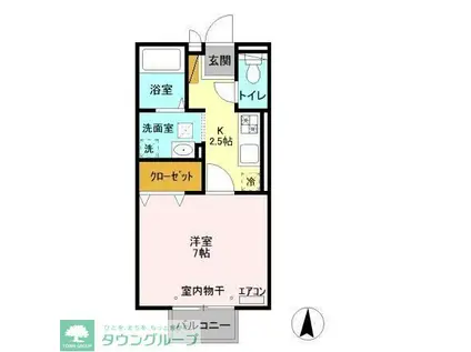 アピテプランシェ(1K/1階)の間取り写真