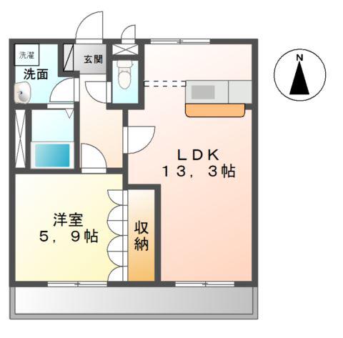 ラフォーレ木太(1LDK/1階)の間取り写真