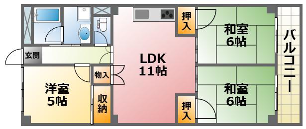 パークサイド武庫川(3LDK/3階)の間取り写真