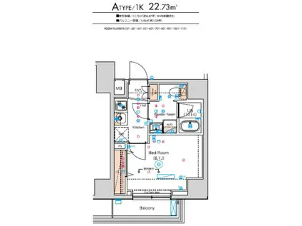 スクエアシティ横濱大通公園AZ(1K/2階)の間取り写真