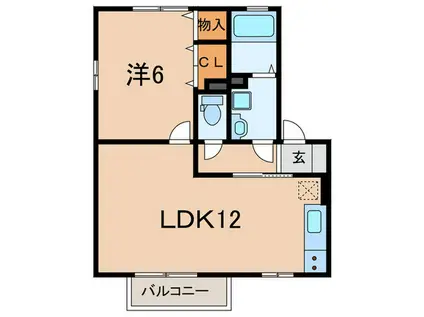 リビングタウン魚住 B棟(1LDK/1階)の間取り写真