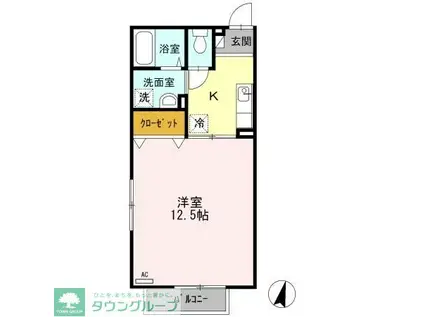 リースランド富士見Ⅰ A棟(1K/2階)の間取り写真