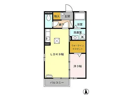ウィルコートII(1LDK/1階)の間取り写真