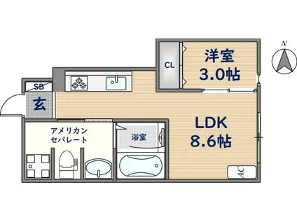 EVERGREEN(1LDK/1階)の間取り写真