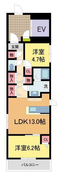 NISHINOMIYA・FRONT(1SLDK/5階)の間取り写真