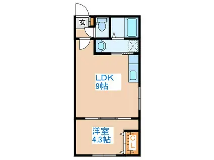 ラフィーネ円山公園・華(1LDK/3階)の間取り写真