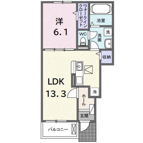 グレイスフル キノミヤ(1LDK/1階)の間取り写真