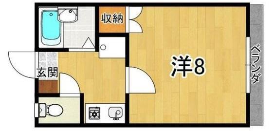 グランコートイースト(1K/2階)の間取り写真